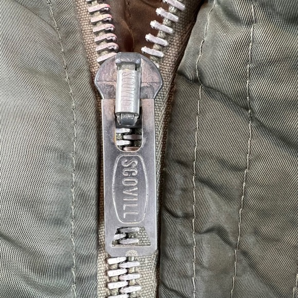 Vintage N3-B Army Green Hooded Fur Trim Hooded Puffer Jacket Coat Mens Sz 44 - Picture 5 of 16